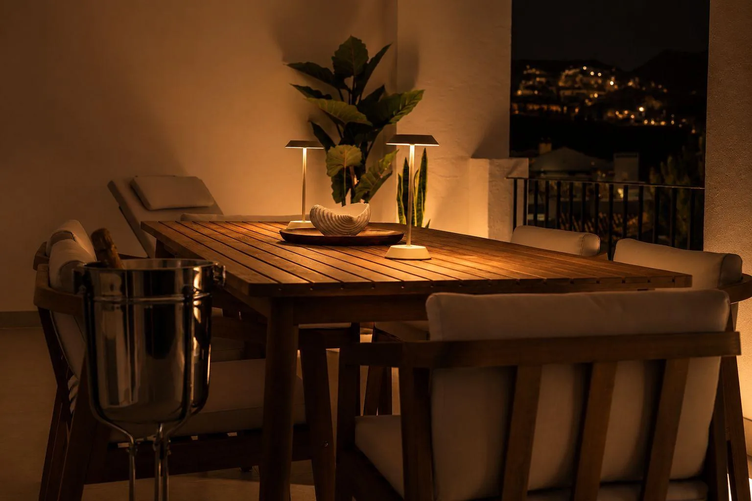The terrace in the evening