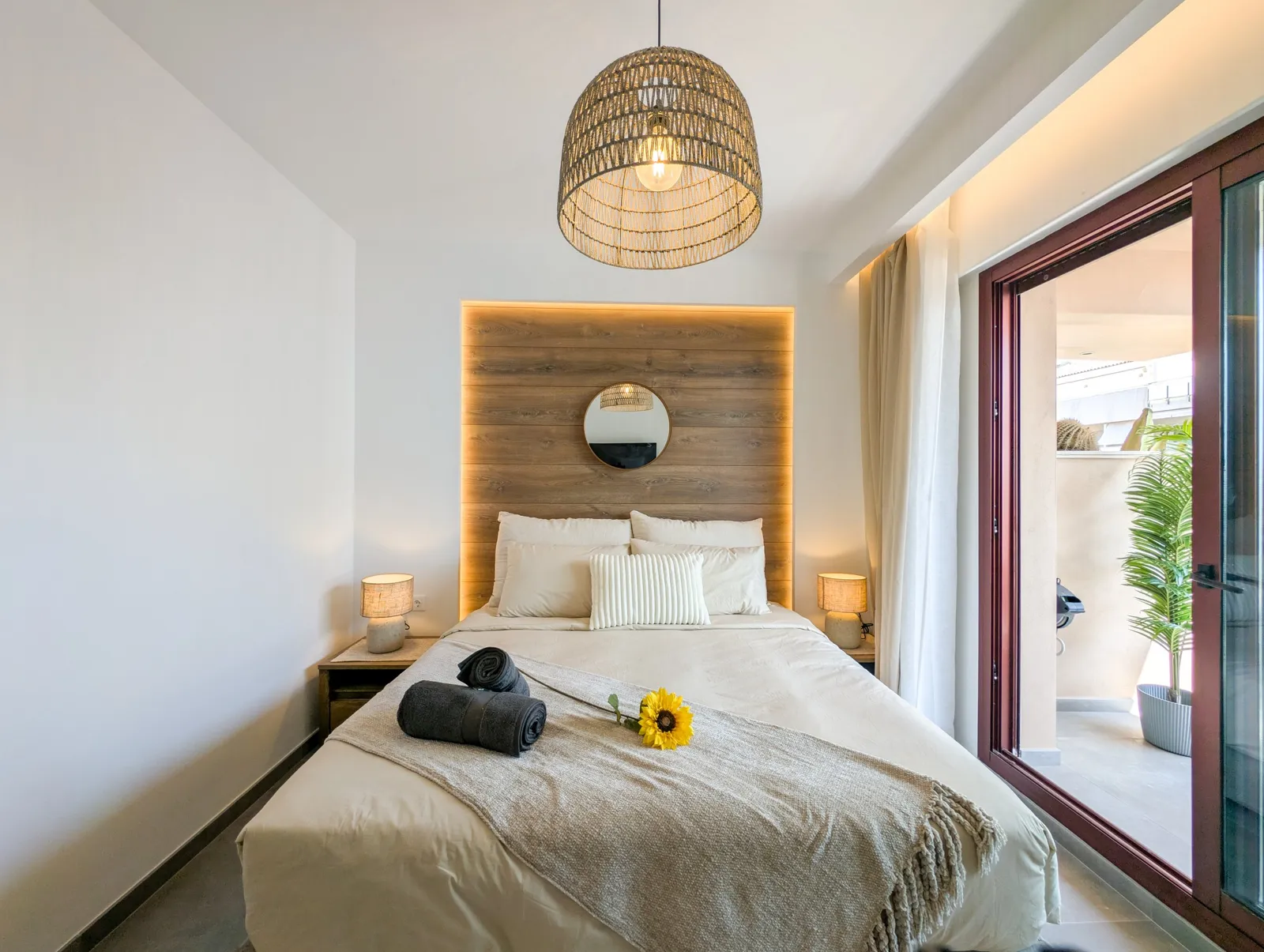 The second bedroom opening to the terrace
