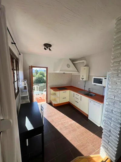 Kitchen with a garden door