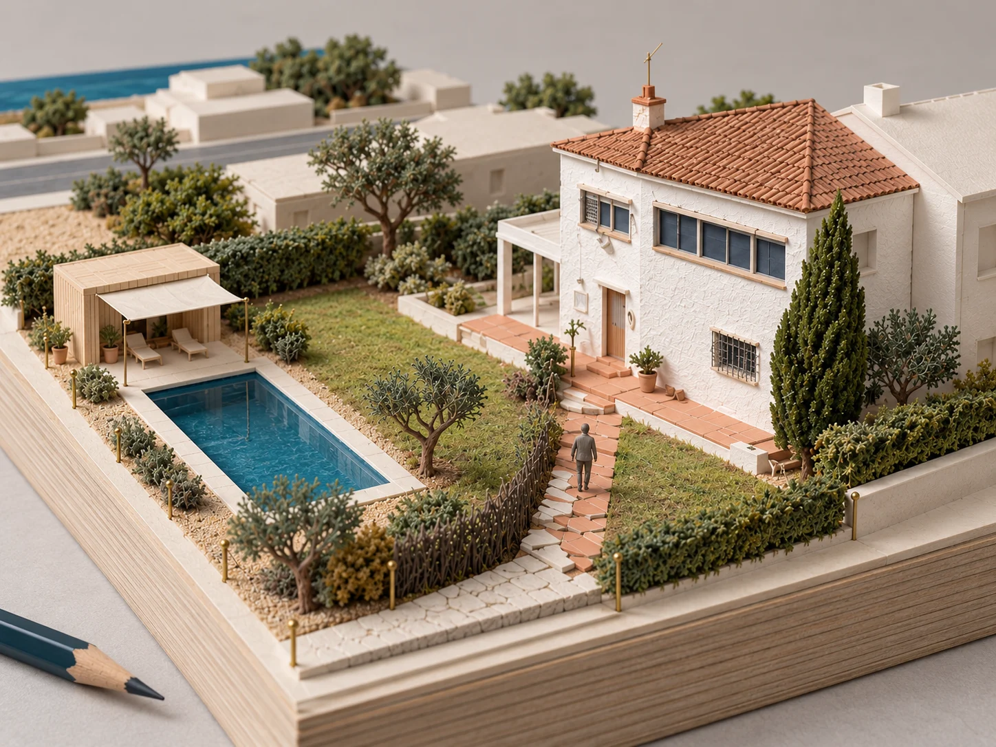 Close model of the villa and garden